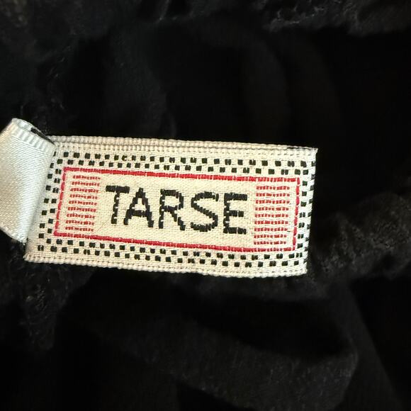 Tarse Linen Blend Wide Leg Harem Pants Black Drawstring Cropped Boho | Large - Picture 5 of 10